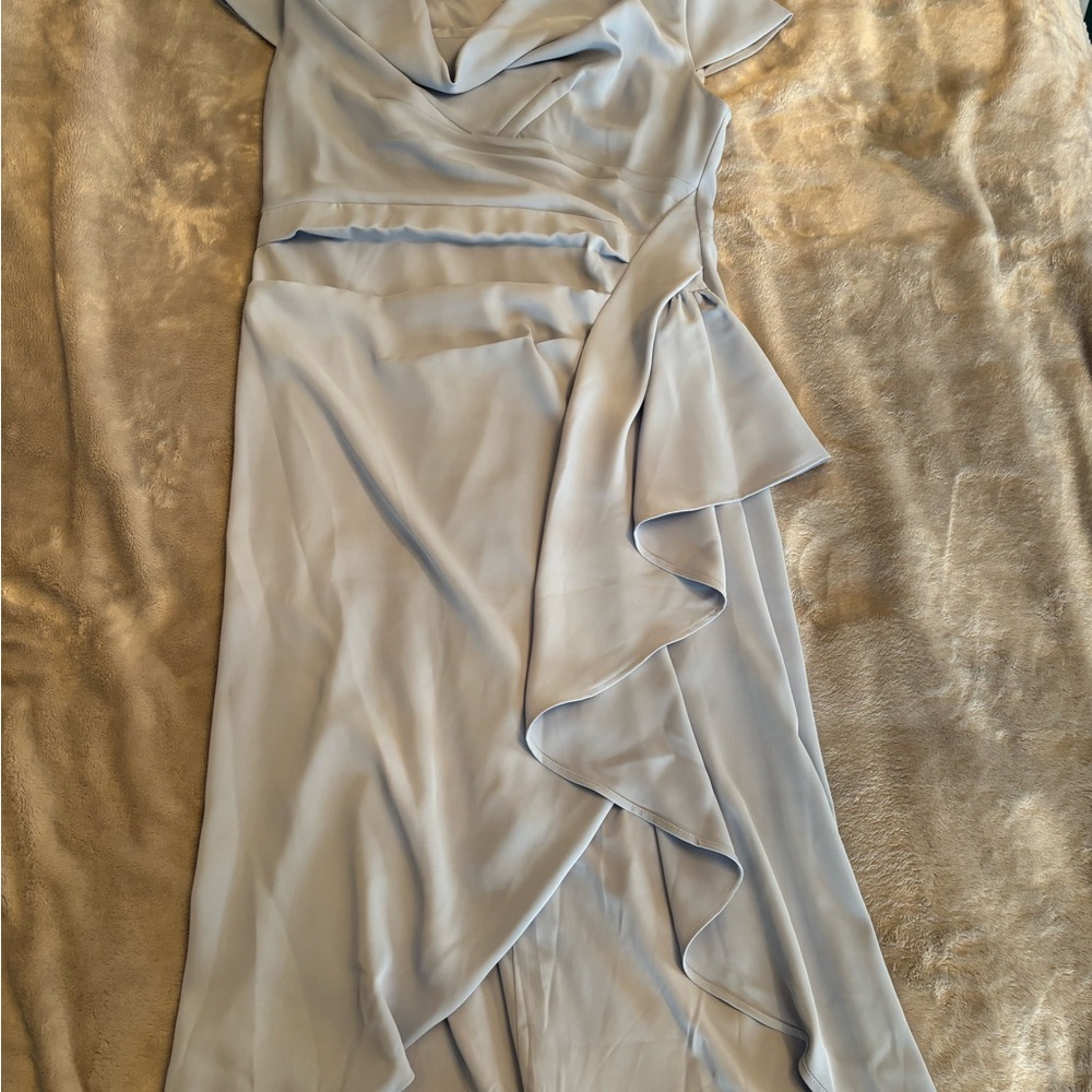 Elegant Blue Wrap Dress